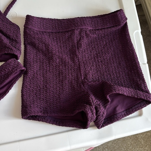 TJ Swim Purple Textured Bikini Set with High-Waisted Shorts size XS Only wore - Picture 3 of 8